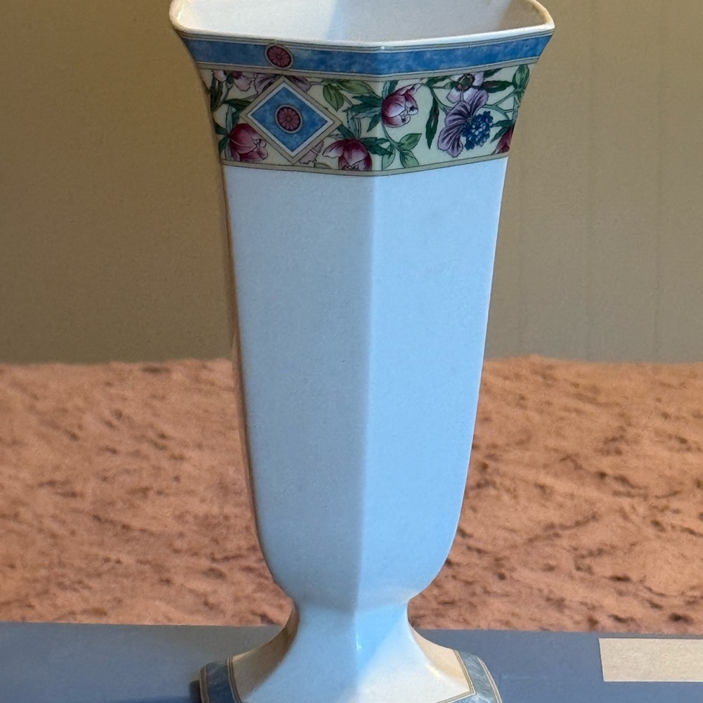 Wedgwood White Vase with Floral Accents